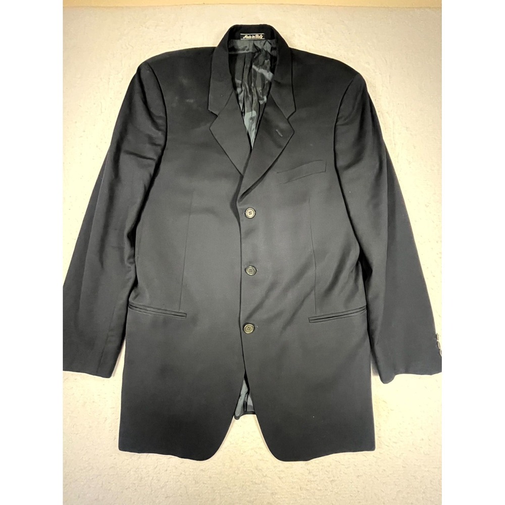 VTG Giorgio Armani Blazer Jacket Mens Black Notch Lapel Single Breasted Formal
